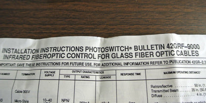 ALLEN-BRADLEY 42GRF-9000 PHOTOSWITCH FIBER OPTIC INFRARED CONTROL - NEW SURPLUS
