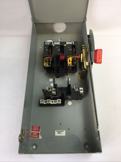 GE TH3223R FUSIBEL SAFETY SWITCH TYPE 3R MODEL 10 100A 240VAC 250VDC 2P TYPE 3R