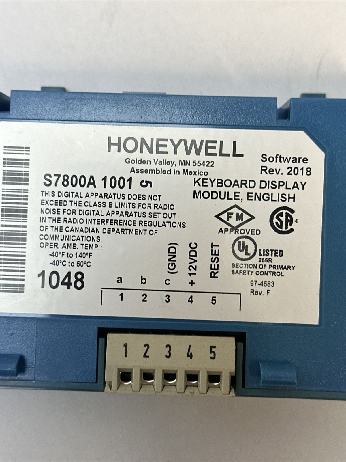 HONEYWELL S7800A1001 BURNE CONTROL REV 2018 R7849A1023 ULTRAVIOLET FLAME AMP