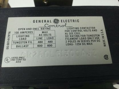 GE CR260L51300AJZ LIGHTING CONTACTOR AUTO OFF ON 100A 600V 120V COIL