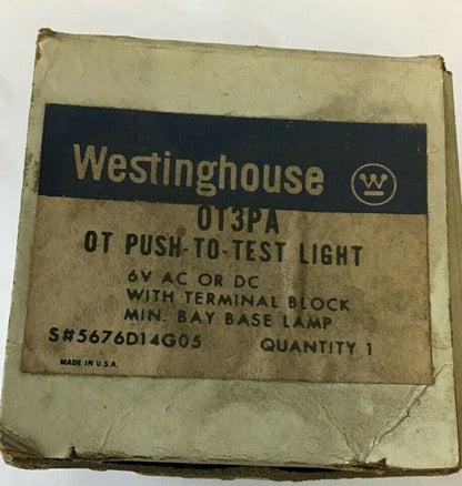 WESTINGHOUSE OT3PA PUSH TO TEST LIGHT 6VAC/DC