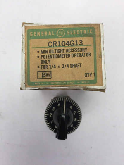 GE CR104G13 POTENTIOMETER OPERATOR ONLY MIN OILTIGHT ACCESSORY FOR 1/4 X 3/4 SHA