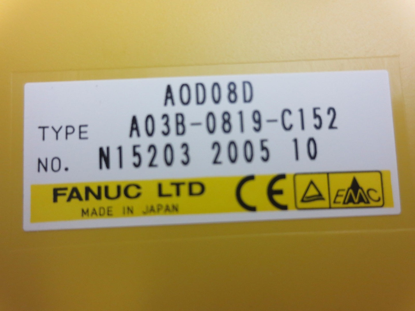 FANUC A03B-0819-C152 / AOD08 OUTPUT MODULE 12/24VDC, 2A, POSITIVE LOGIC NO DOOR
