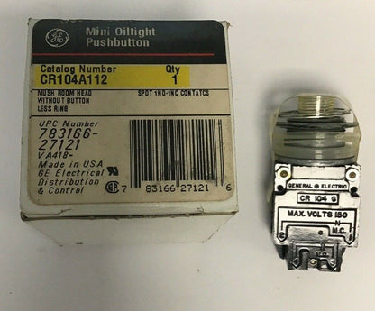 GE CR104A112 MINI OILTIGHT PUSHBUTTON W/O BUTTON
