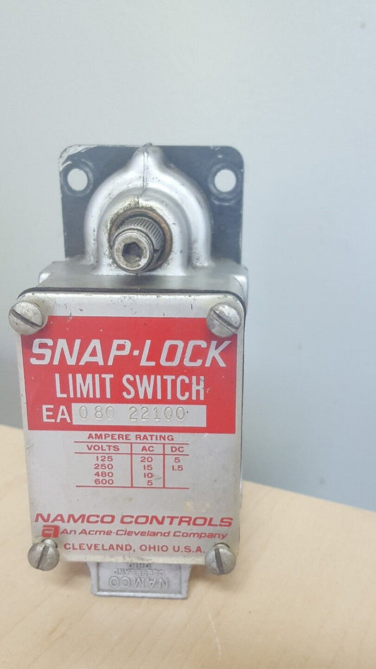 NAMCO SNAP-LOCK LIMIT SWITCH EA 080-22100, 125/250/480/600V, 20/15/10/5AC, USED