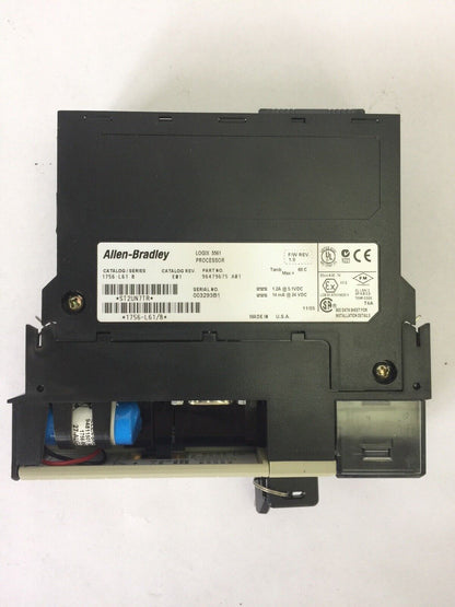 ALLEN BRADLEY 1756-L61 SER B LOGIX 5561 PROCESSOR CAT REV E01 F/W REV 1.9 24VDC
