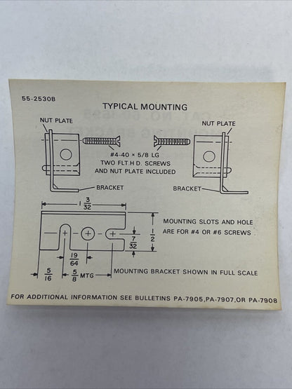 ELECTRONICS CORPORATION OF AMERICA 60-1695 MOUNTING BRACKET FOR 42SP1, 42SP2 &