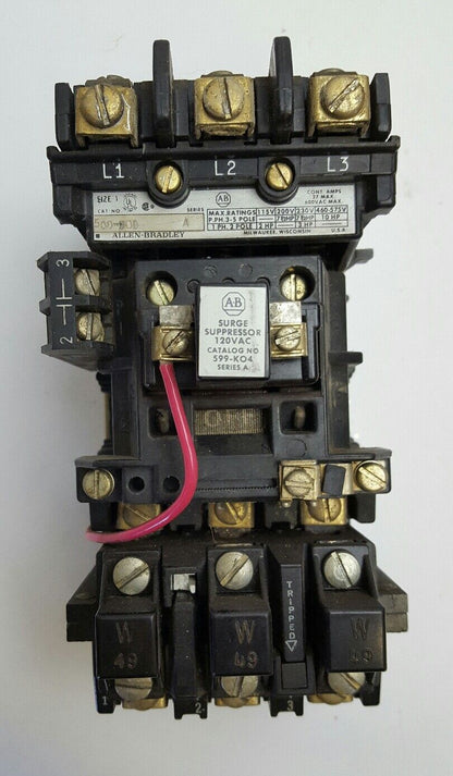 Allen-Bradley - NEMA Size 1, Cat.#509-BOD, Series A Starter - 120 VAC Coil