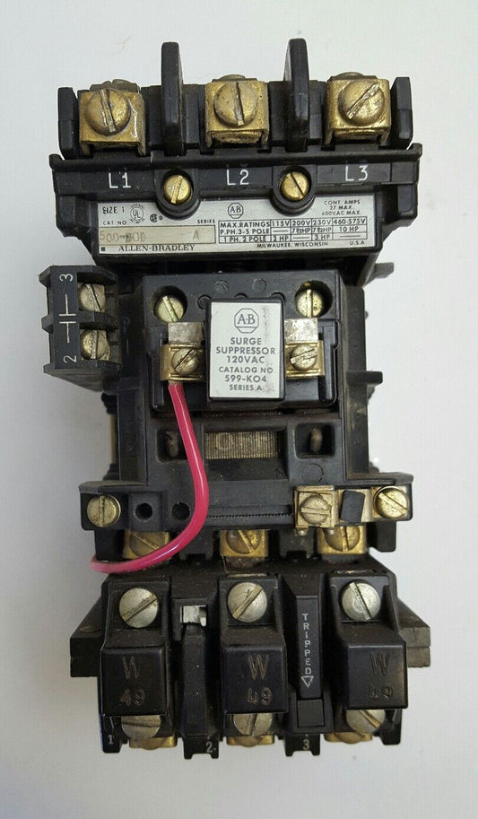 Allen-Bradley - NEMA Size 1, Cat.#509-BOD, Series A Starter - 120 VAC Coil