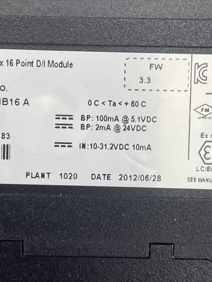 ALLEN BRADLEY 1756-IB16 SER A FW 3.3 CONTROL LOGIX 16 POINT D/I MODULE