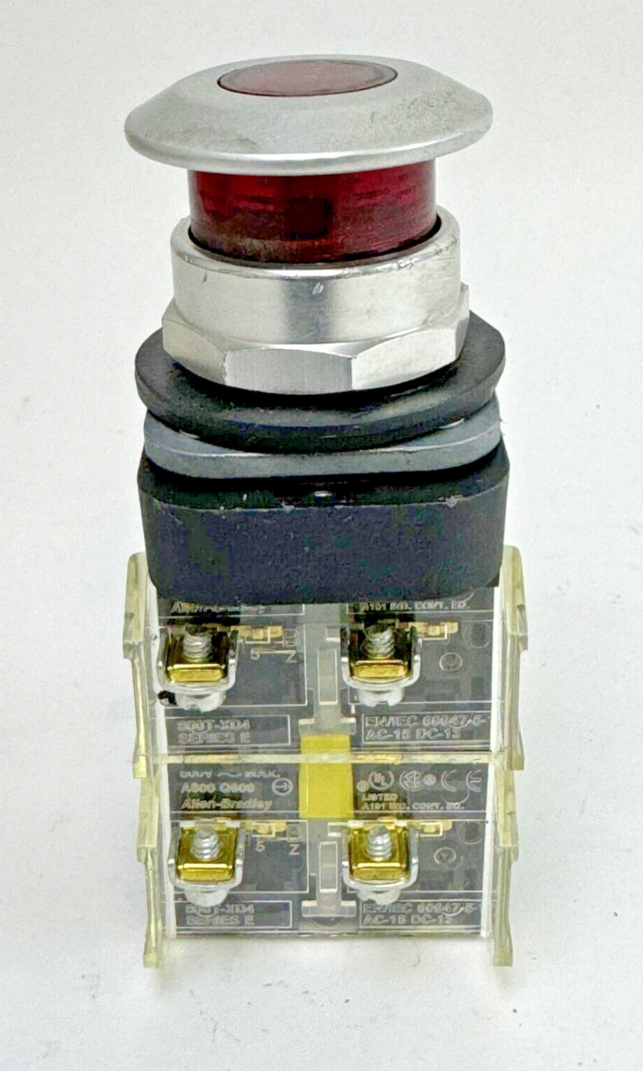 ALLEN-BRADLEY - 800T-FXTQH2RA5 SER. U - RED MUSHROOM PUSH/PULL BUTTON W/ BLOCK