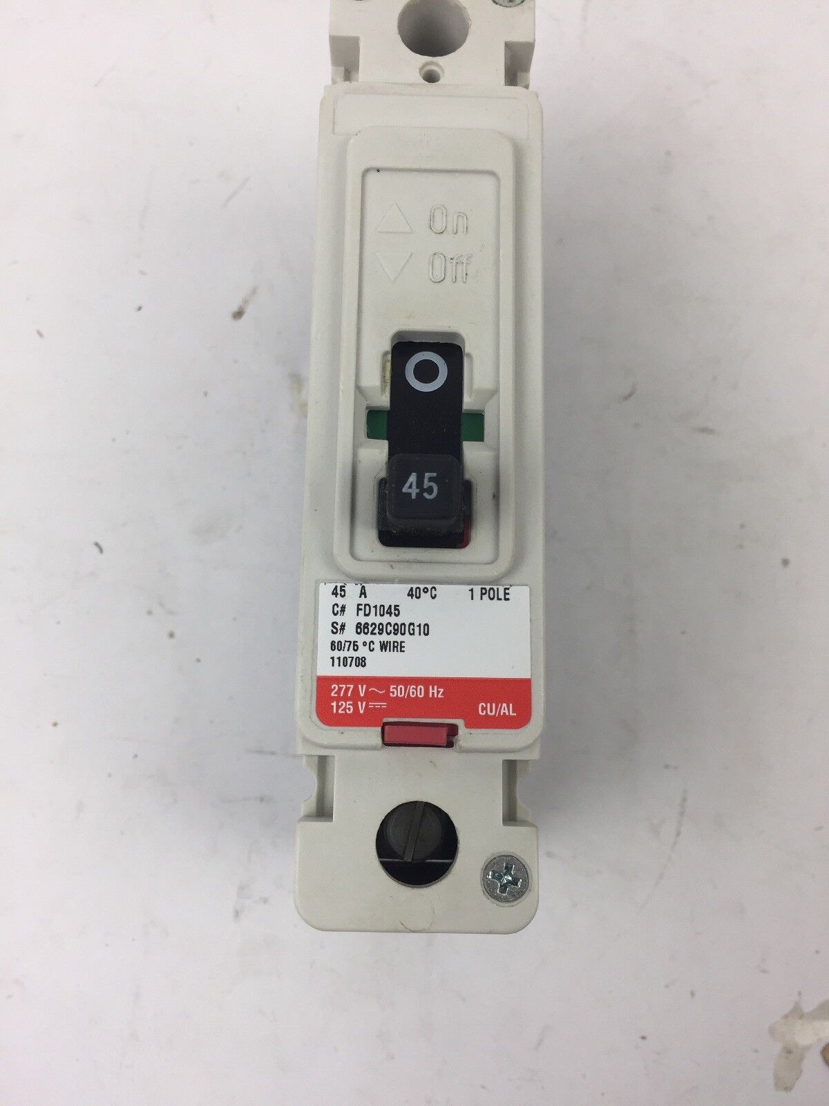 EATON FD1045 SERIES C INDUSTRIAL CIRCUIT BREAKER 45 AMP 277VAC 1 POLE