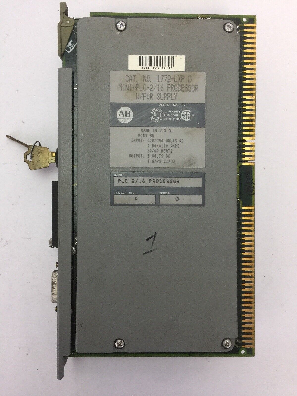 ALLEN BRADLEY 1772-LXP  SER D FIRMWARE REV C OUTPUT 5VDC 4A INPUT 120/240VAC