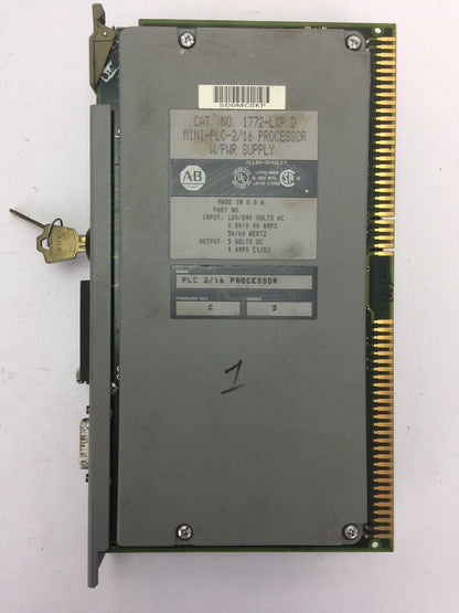 ALLEN BRADLEY 1772-LXP  SER D FIRMWARE REV C OUTPUT 5VDC 4A INPUT 120/240VAC