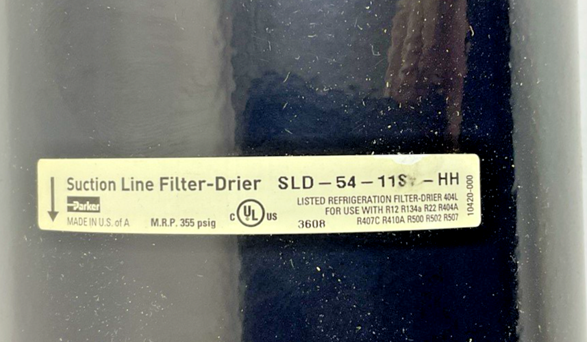 PARKER SLD-54-11SV-HH SUCTION LINE FILTER-DRIER 1-3/8 ODF SOLDER 355PSIG