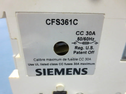 SIEMENS CFS-CC-30A DISCONNECT SWITCH 30AMP 3POLE 600VAC 250VDC