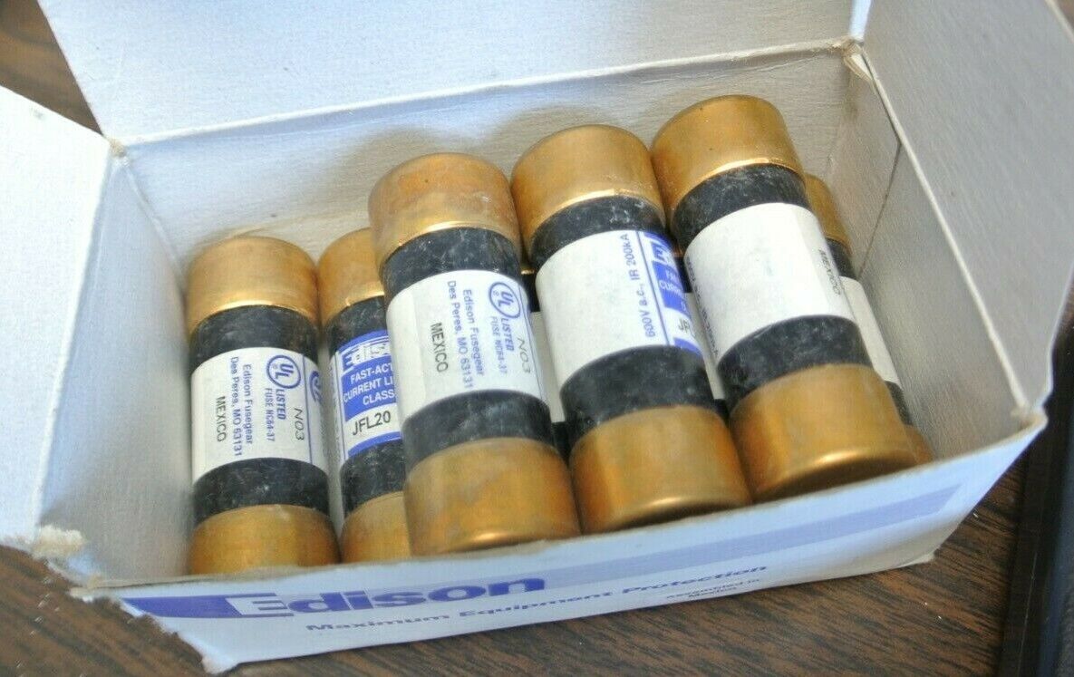 LOT of 8 / EDISON JFL20 CLASS J FAST-ACTING FUSE / 20A / 600V / NEW SURPLUS