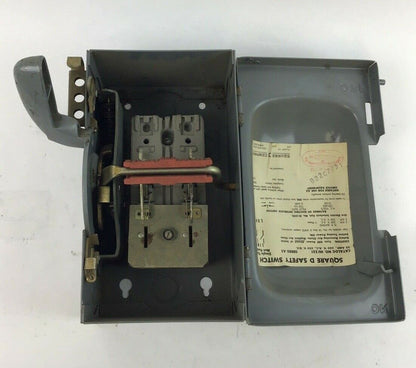 SQUARE D H-221 SAFETY SWITCH SER.A2 30A 240VAC/250VDC 5HP