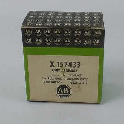 ALLEN-BRADLEY X-157433 PUSH BUTTON UNIT ASSEMBLY, 1 NO, 1 NC CONTACT, NEW