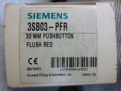 SIEMENS 3SB03-PFR 30mm FLUSH-HEAD RED PUSH BUTTON - NEW SURPLUS