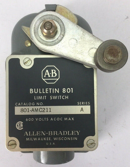 ALLEN BRADLEY 801-AMC211 LIMIT SWITCH 600 VOLTS AC-DC SERIES A