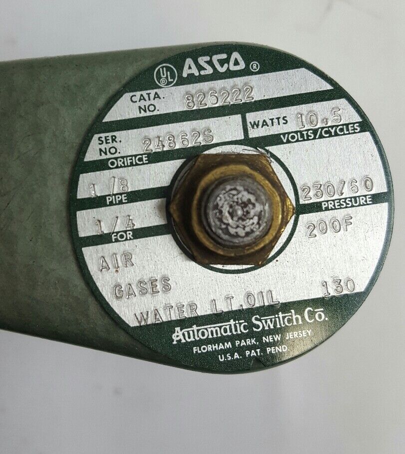 ASCO RED-HAT VALVE ACCESSORIES CAT NO 8262G22