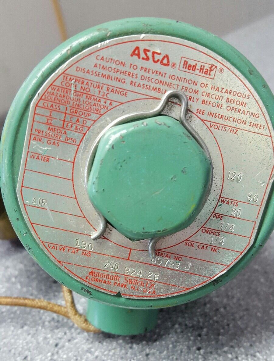 ASCO 200924-2F PRESSURE VALVE AIR, 120V COIL