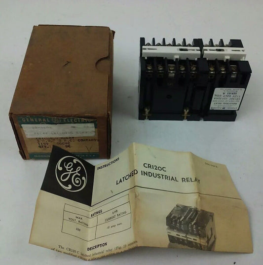 GENERAL ELECTRIC CR120C03302AA SER. A, LATCHING RELAY, 300V, 115V COIL,10A,CR120