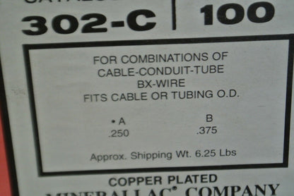 BOX of 100 MINERALLAC 302-C DUPLEX JIFFY CLIP .250 O.D. & .375 O.D. NEW SURPLUS