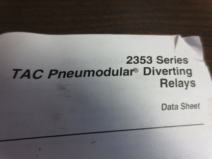 T.A.C. 2353-502 PNEUMODULAR DIVERTING RELAY - NEW SURPLUS - 47-0826
