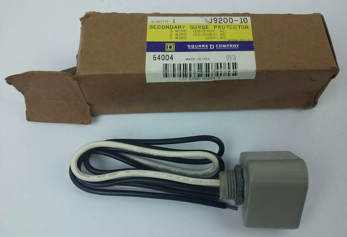 SQUARE D J9200-10 SECONDARY SURGE PROTECTOR, 2 WIRE@ 120V, 3 WIRE@ 120/208/240V