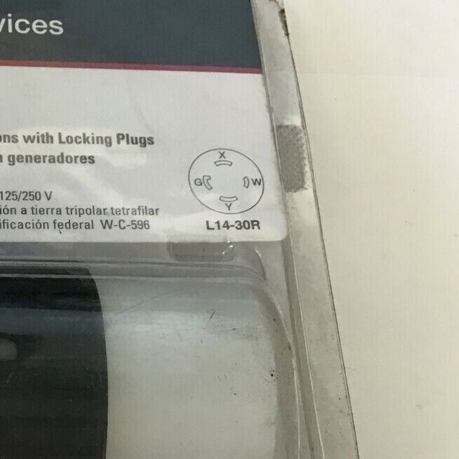 COOPER L14-30R WIRING DEVICES GENERATOR CONNECTOR 30A 125-250V 3POLE