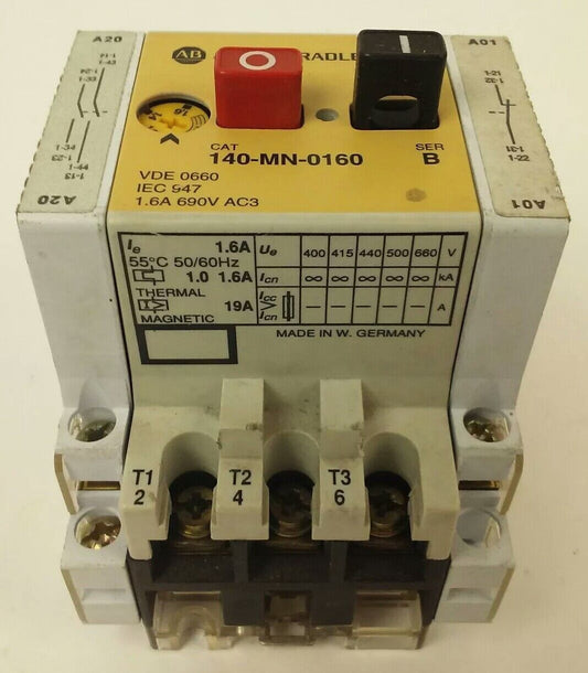 ALLEN BRADLEY 140-MN-0160, MANUEL MOTOR STARTER/ CIRCUIT BREAKER, 3PH, 600V,1.6A