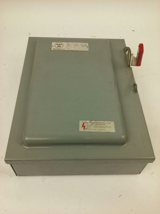 WESTINGHOUSE HF461 SAFETY SWITCH, 30A, 600V, 4P FUSIBLE, 25 H.P., NEW