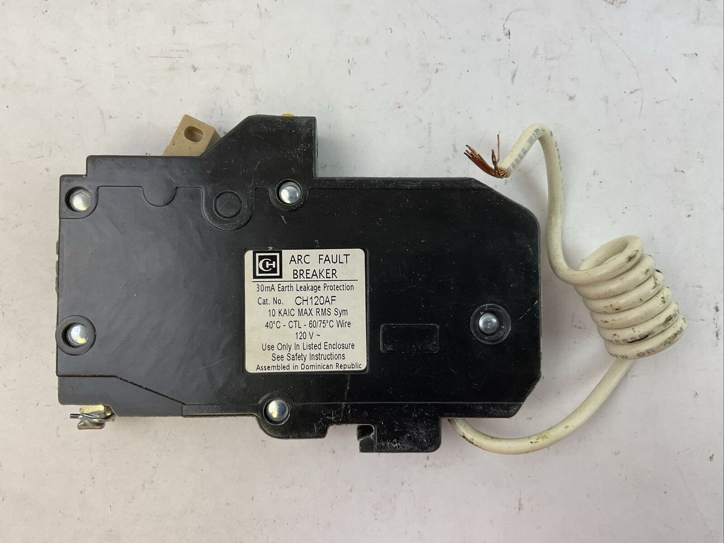 CUTLER HAMMER CH120AF 1POLE 20AMP 120VAC ARC FAULT CIRCUIT BREAKER