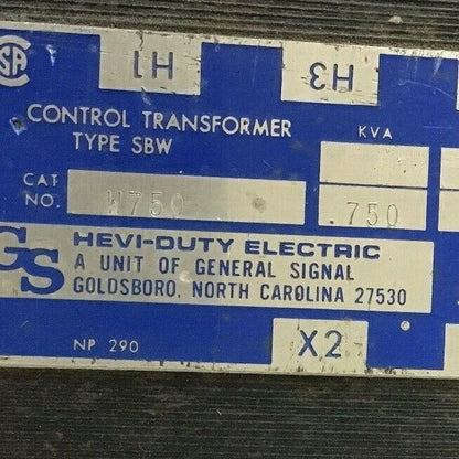 GENERAL SIGNAL W750 CONTROL TRANSFORMER KVA.750 50/60HZ 480V TYPE SBW