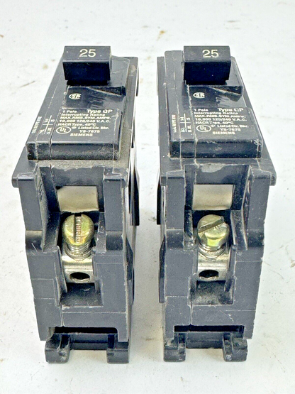 SIEMENS **LOT OF 2** - Q125 - CIRCUIT BREAKERS  - 25A, 1  POLE, 240 VAC