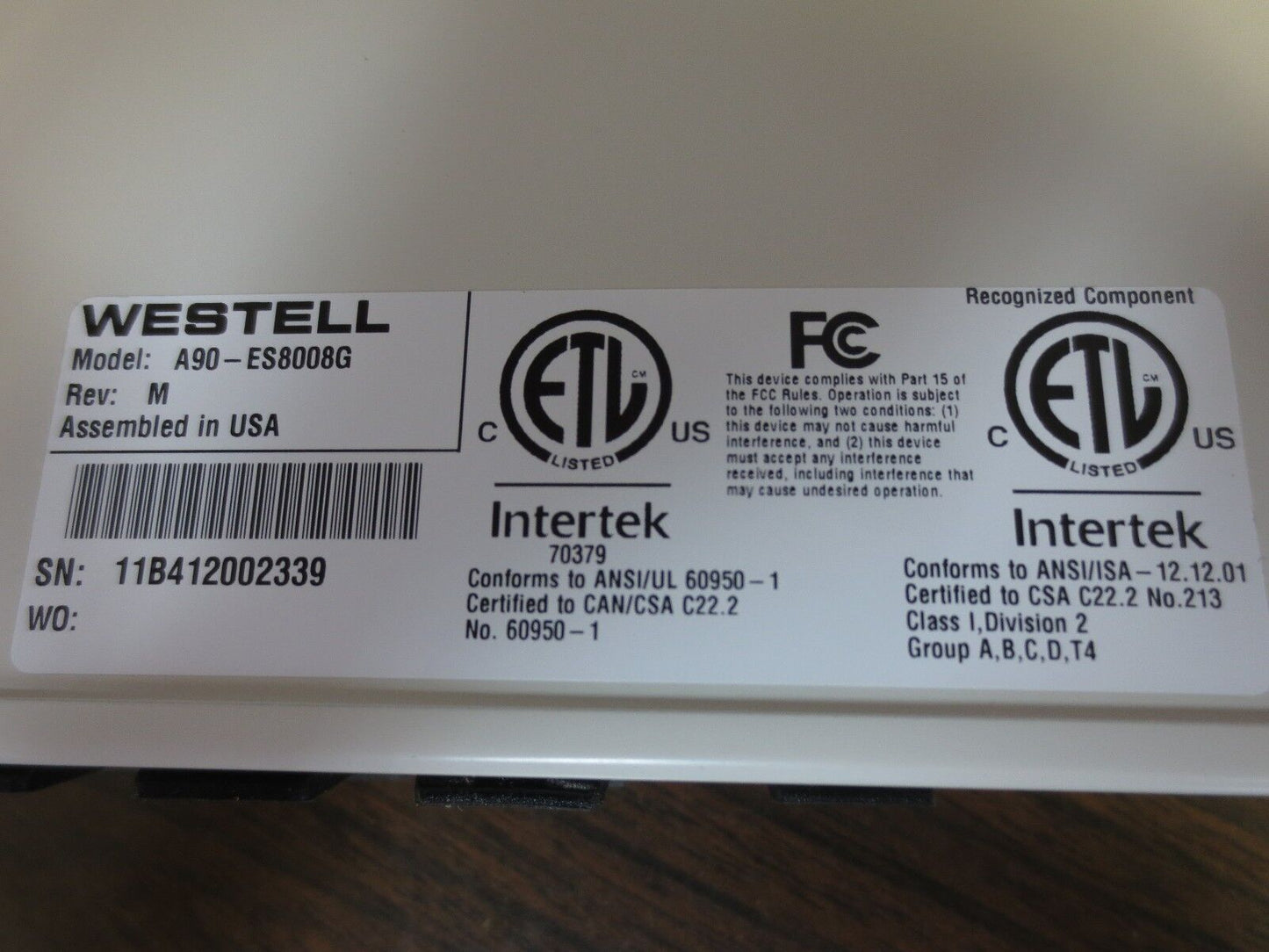 WESTELL A90-ES8008G eSmartES INDUSTRIAL MANAGED ETHERNET EdgeSwitch NEW SURPLUS