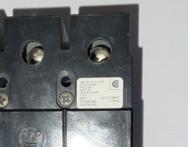 WESTINGHOUSE GHC3060 CIRCUIT BREAKER 480VAC 250VDC 60A 3POLE