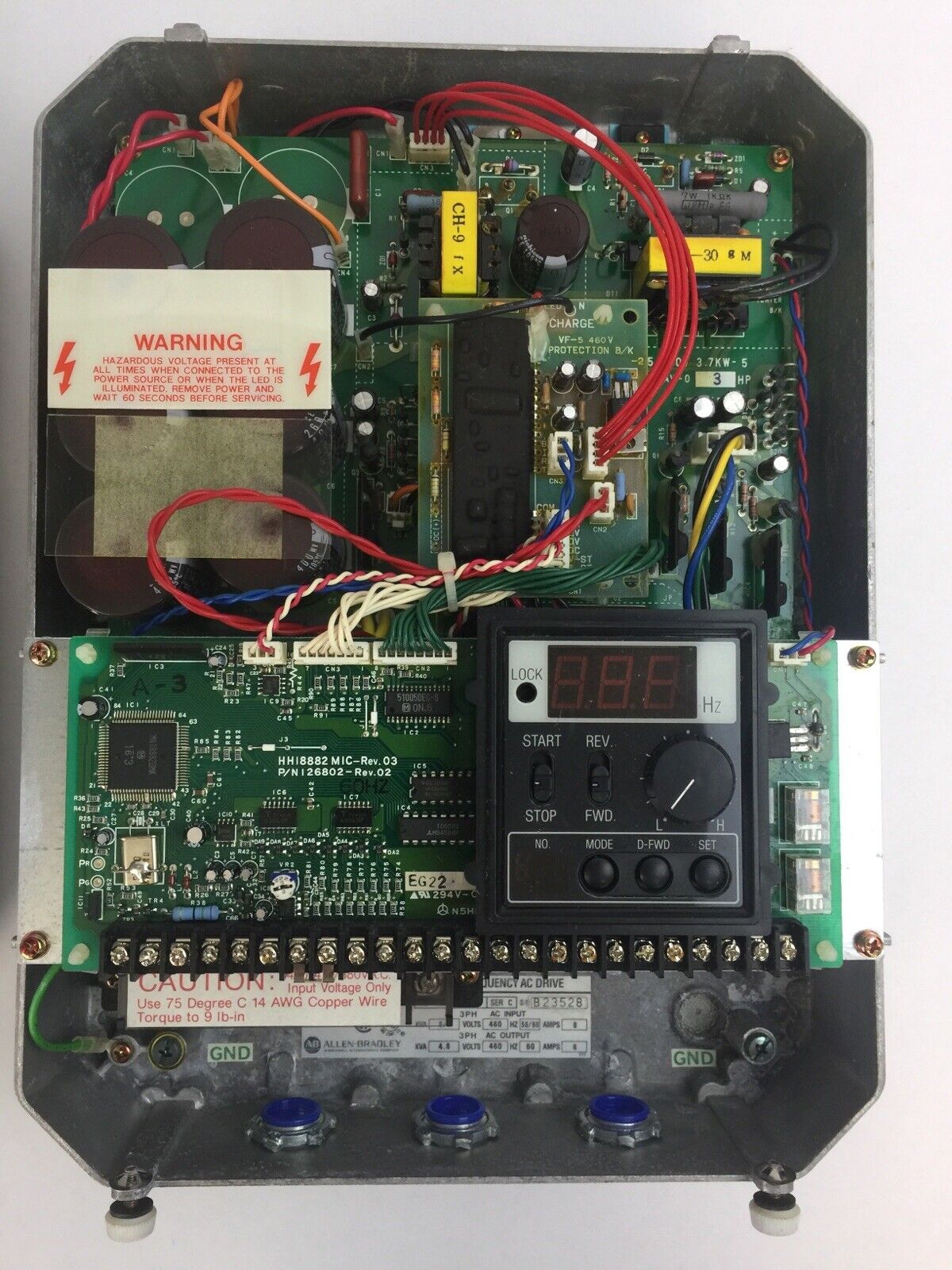 ALLEN BRADLEY 1333-BAB SER C ADJUSTABLE FREQUENCY AC DRIVE OUTPUT 4.8KVA 460VAC