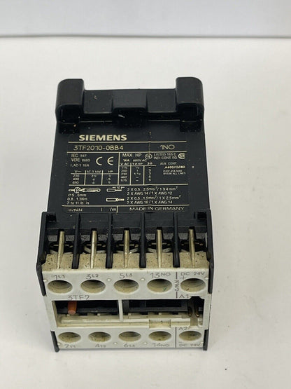 SIEMENS - 3TF2010-0BB4 - CONTACTOR - SIZE 00, 3-POLE AC-3, 4KW/400V, DC 24V