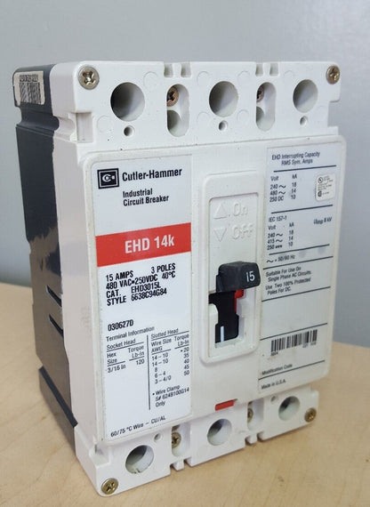 Cutler Hammer Circuit Breaker EHD2050L 15 AMPS 15 POLES 480 VAC