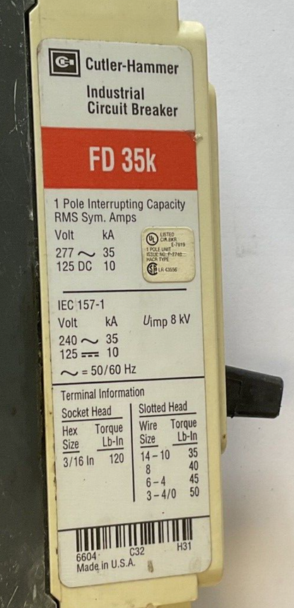 CUTLER HAMMER FD1015 CIRCUIT BREAKER 15A 35K 277VAC 1POLE