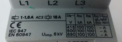 ALLEN BRADLEY 140-MN-0160, MANUEL MOTOR STARTER/ CIRCUIT BREAKER, 3PH, 600V,2.5A
