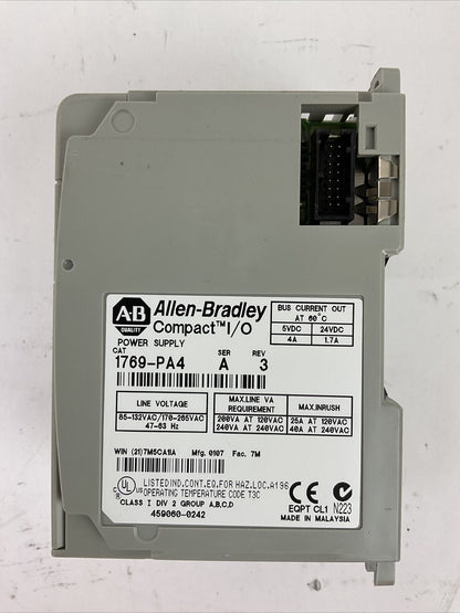ALLEN BRADLEY 1769-PA4 SER A REV 3 COMPACT I/O POWER SUPPLY