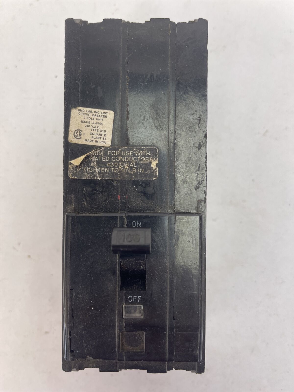 SQUARE D Q1U3100 CIRCUIT BREAKER 100AMP 240VAC