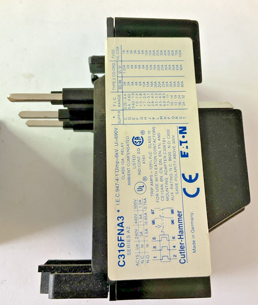 CUTLER HAMMER C316 FNA3K THERMAL OVERLOAD RELAY SER.A2 2.8-4A 690V 10A