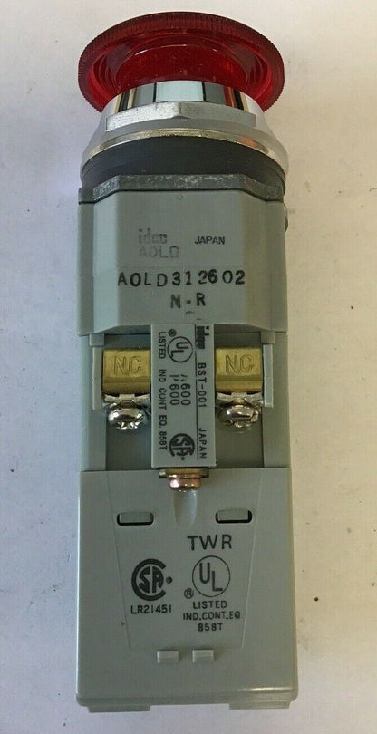 IDEC PUSH BUTTON AOLD312602N-R 110-600VDC 120V 50/60HZ TWD-0126