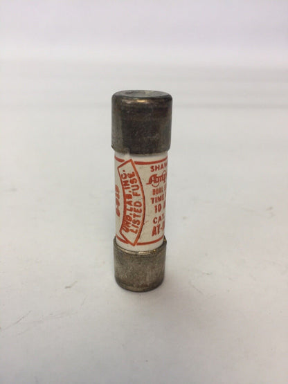 SHAWMUT AMP-TRAP AT-DE 10 DUAL ELEMENT TIME DELAY FUSE 10AMP 250VAC (LOT OF 10)