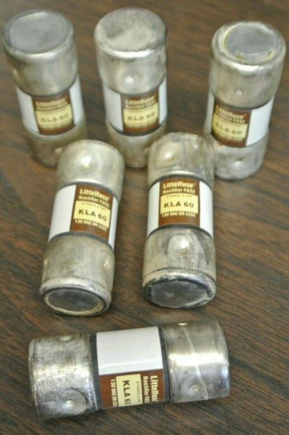 LOT of 6 / LITTELFUSE KLA60 RECTIFIER FUSE / 130V / 60A / NEW SURPLUS